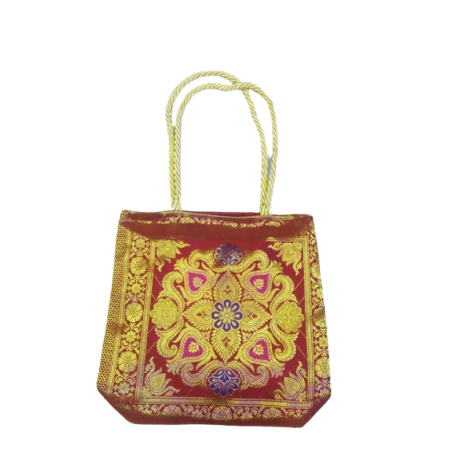 Banaras Arts Silk Brocade Bag (Brown Colour) - Made With Love from Shivam Arts Export