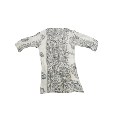 White Sanskrit Mantra Printed Kurta - Made With Love by Shivam Arts Export