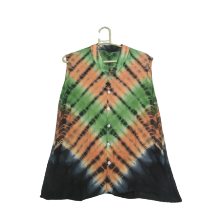 Multi Colour Om Mantra Printed Free Size Sleeveless Shirt - Made With Love by Shivam Arts Export