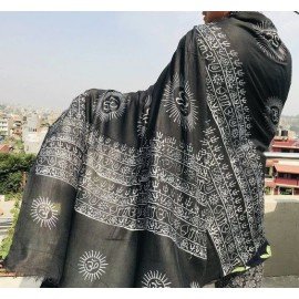 Mantra Printed Black Shawl 