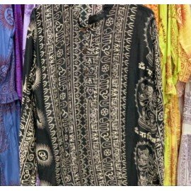 Sanskrit Mantra Printed Black Kurta 