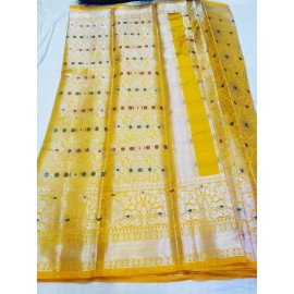 Designer Party Wear Banarasi Saree (Yellow Colour) - Made With Love by Shivam Arts Export 