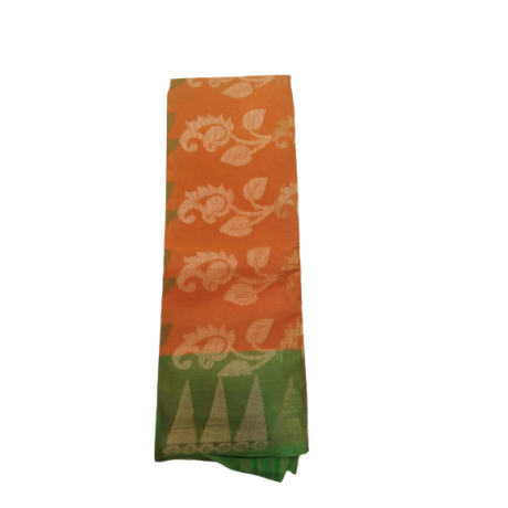 Bengali cotton saree With Orange Colour -