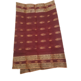 Bengali cotton saree With Brown Colour- 