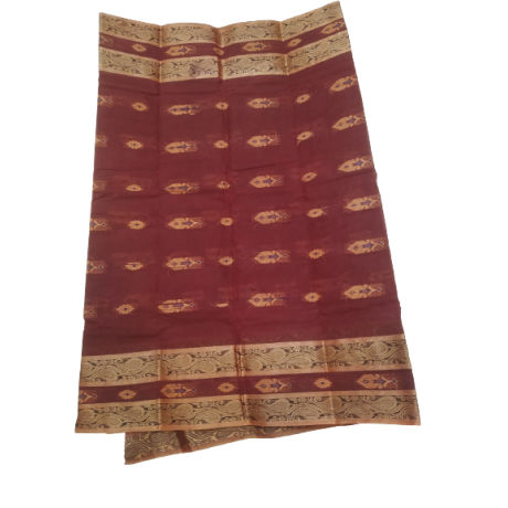 Bengali cotton saree With Brown Colour-