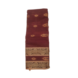 Bengali cotton saree With Brown Colour- 